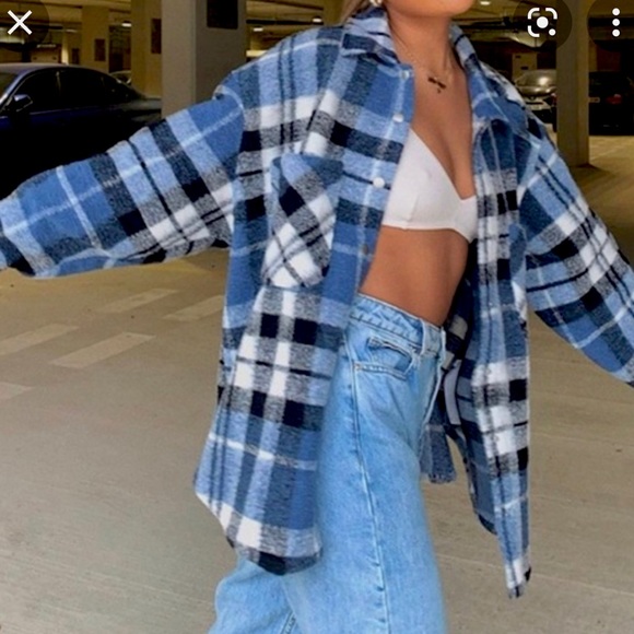 Zara Jackets & Blazers - ZARA Blue Plaid Schacket